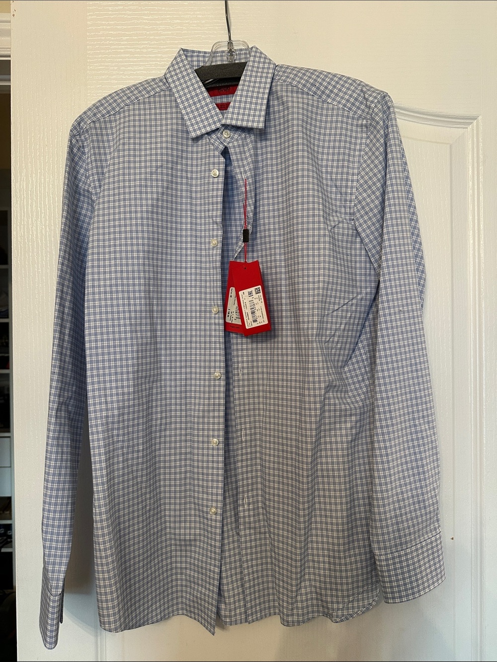 HUGO Light Blue Micro Check Dress Shirt